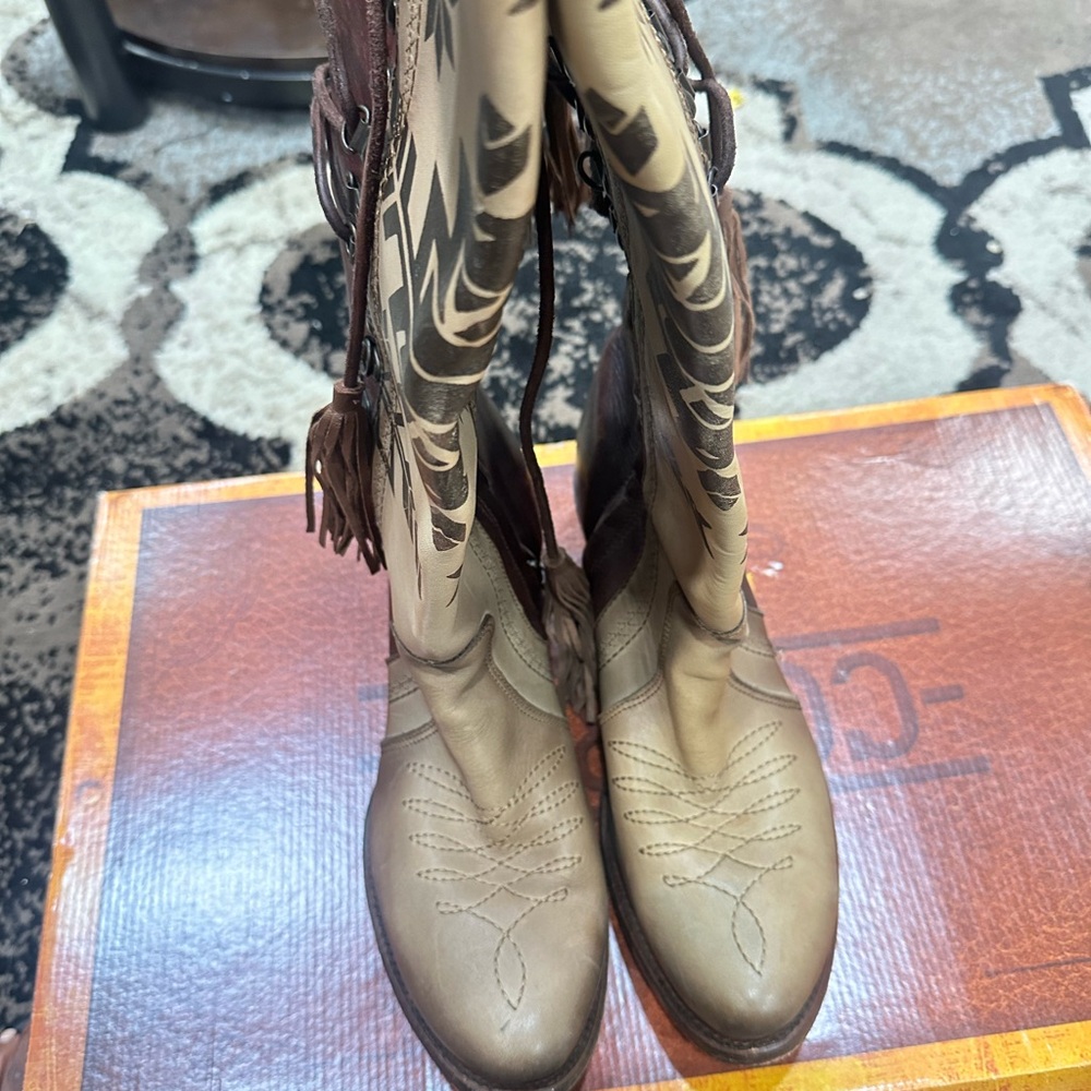 Aztec leather cowboy boots